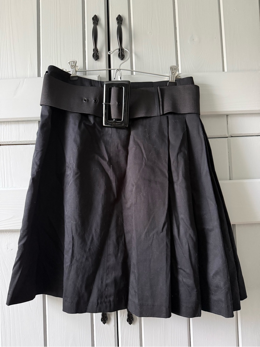 The Limited Black A-Line Skirt with Wide Buckle Belt